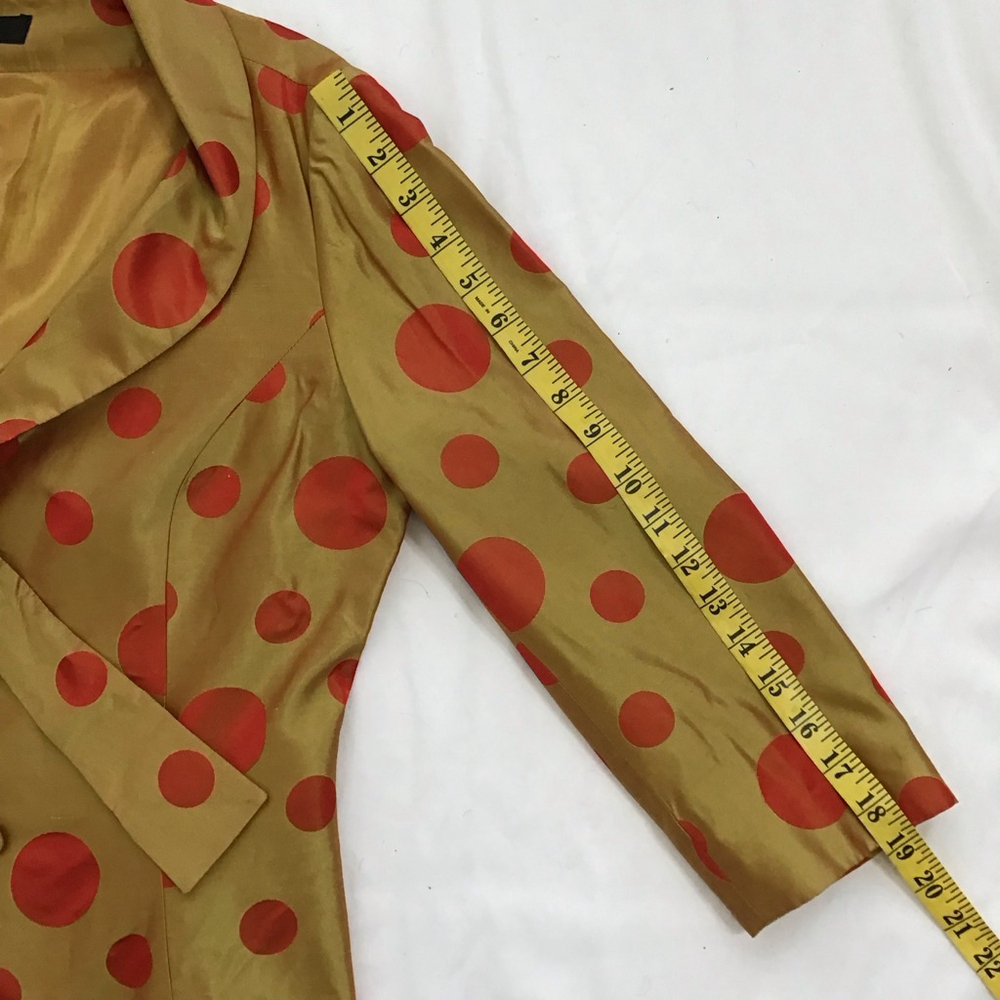 BANU PARIS Women Elegant Gold & Red Polka Dot Blouse Size 6 - Picture 9 of 10